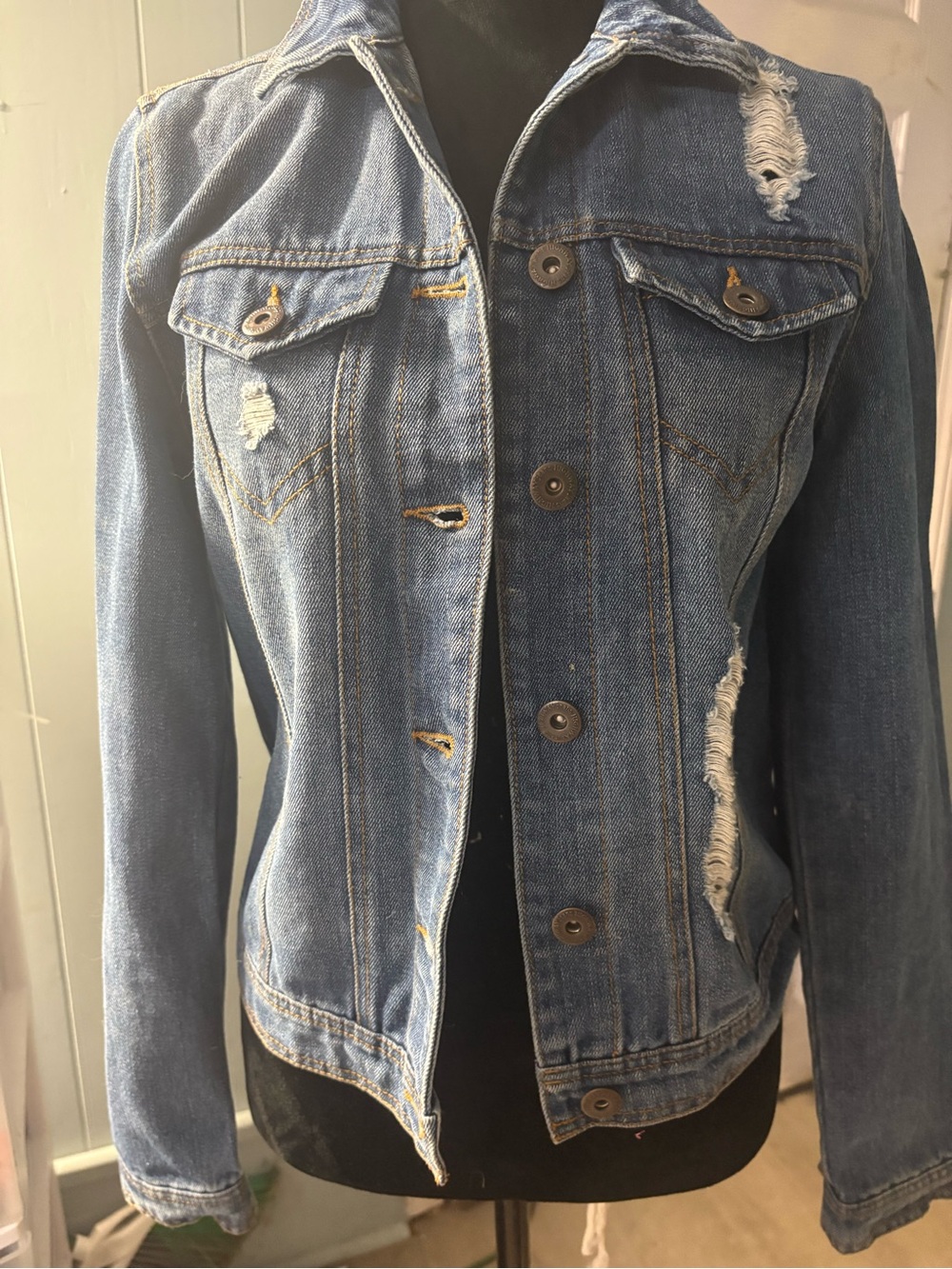 Highway Jeans Light Blue Distressed Denim Jacket